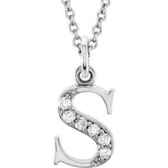 14K White Gold .025 CTW Natural Diamond Lowercase Initial S 16
